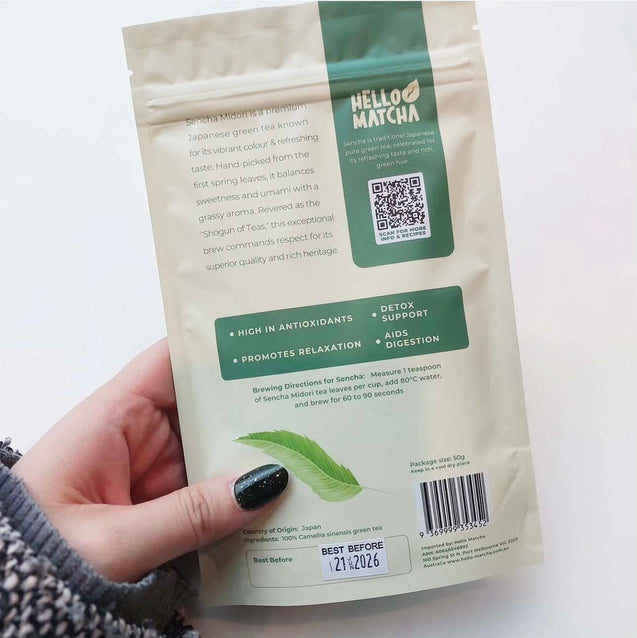 Hello Matcha Sencha Pouch Back