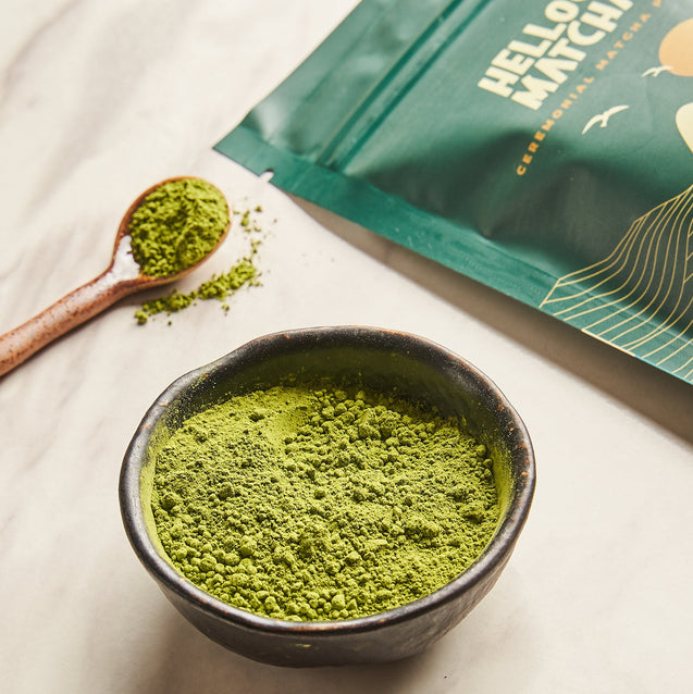 Close up ceremonial matcha powder